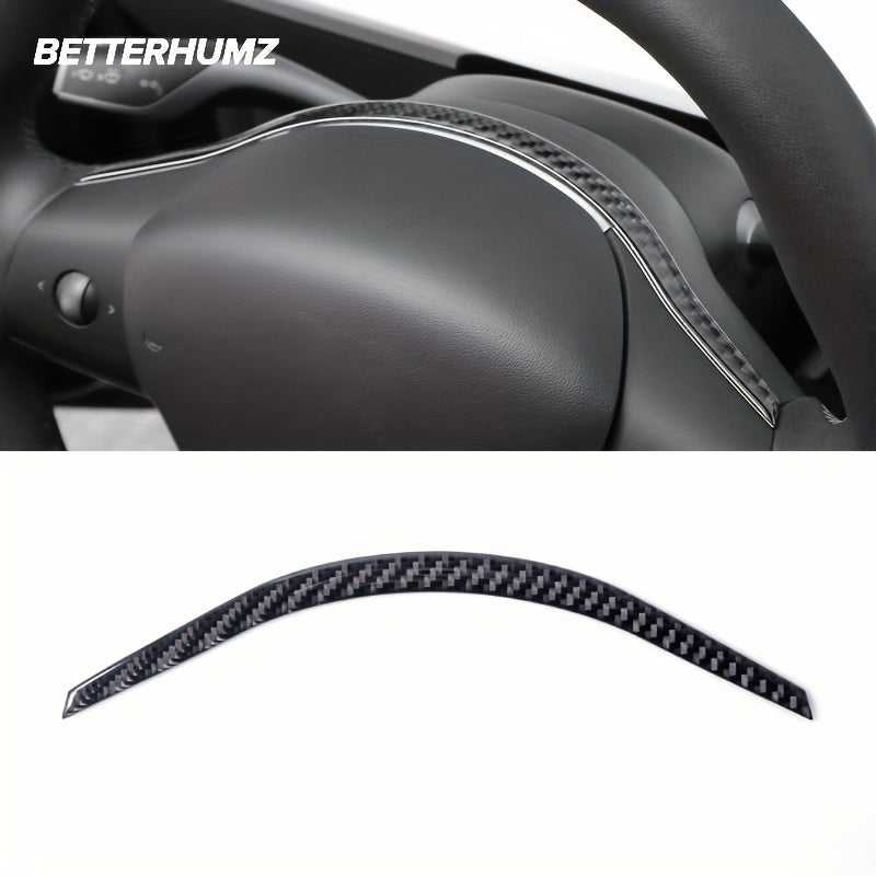 Tesla Model 3  for Model Y Carbon Fiber Steering Wheel Strip Panel Trim  Stylish Interior Tuning Accessory Steering Accessories