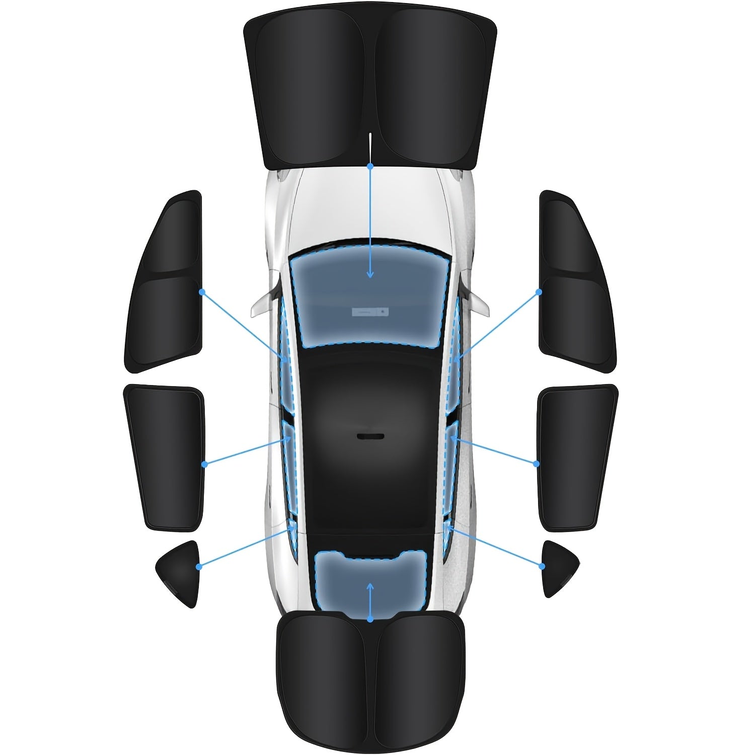 8pcs For Tesla For Model Y Window Privacy Sunshade For Tesla For Model Y 20202024 All Window Front And Rear Windshield Side Window Car Interior Accessories Outdoor Camping