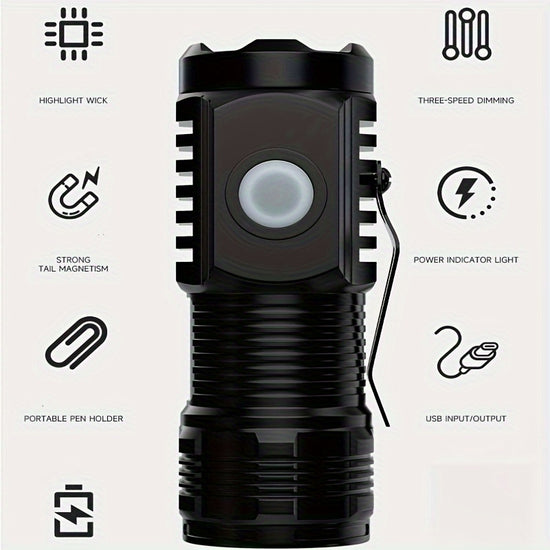 Compact UltraBright Mini LED Flashlight with USB Rechargeable Battery  5 Adjustable Modes Portable  Durable Ideal for Night Travel Emergency Repairs Outdoor Adventures  Includes 18650 Series Rechargeable Battery