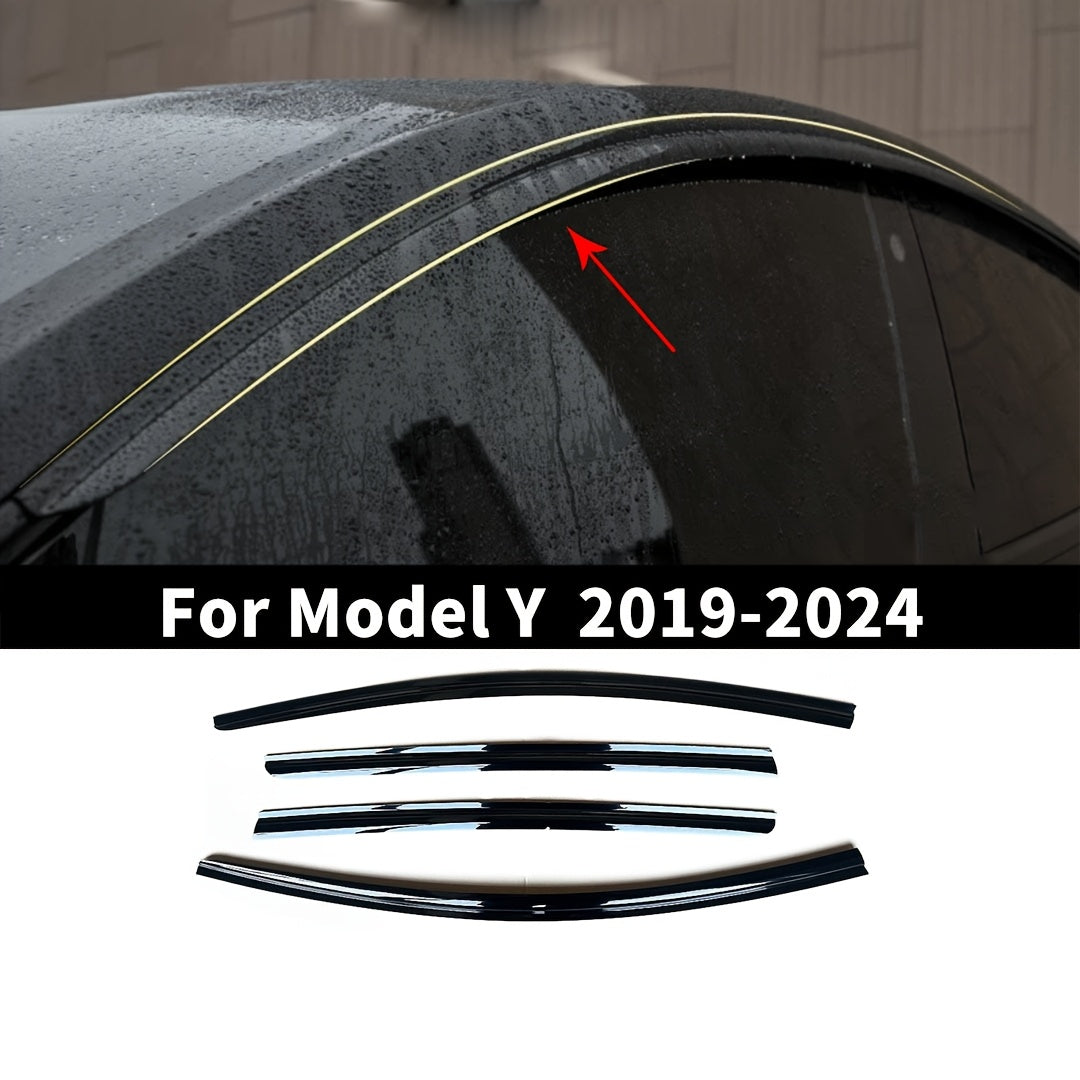 Window Visors Shade Wind Deflector Rain Guard for Tesla Model Y 20192024 4 Piece Kit