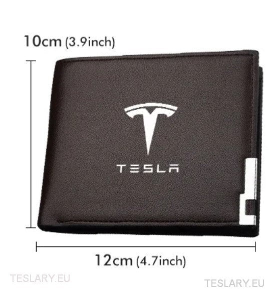 PU Black Leather Wallet / Licence Holder with Tesla Logo - TESLARY Tesla Shop Accessories Europe Nederlands Ireland Deutschland Espana Alicante France Italia