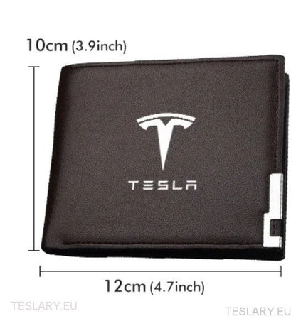 PU Black Leather Wallet / Licence Holder with Tesla Logo - TESLARY Tesla Shop Accessories Europe Nederlands Ireland Deutschland Espana Alicante France Italia
