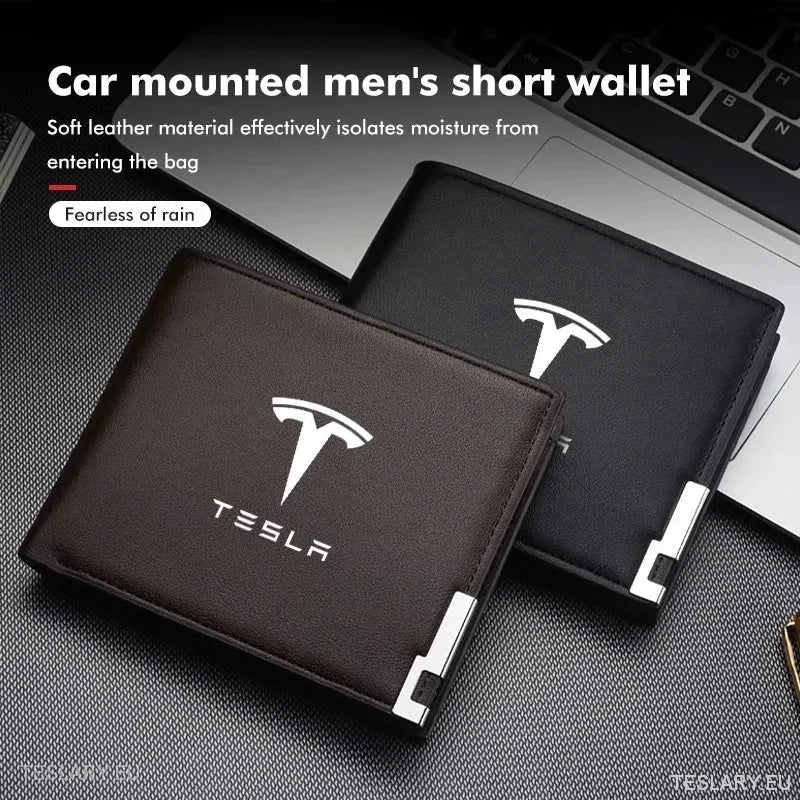 PU Black Leather Wallet / Licence Holder with Tesla Logo - TESLARY Tesla Shop Accessories Europe Nederlands Ireland Deutschland Espana Alicante France Italia