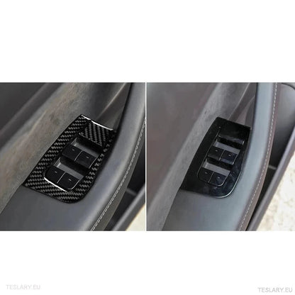 Real Soft Carbon Fiber Electric Window Trim Pieces for Tesla Model 3 & Y - TESLARY Tesla Shop Accessories Europe Nederlands Dublin Cork Ireland Deutschland Espana Alicante France Italia