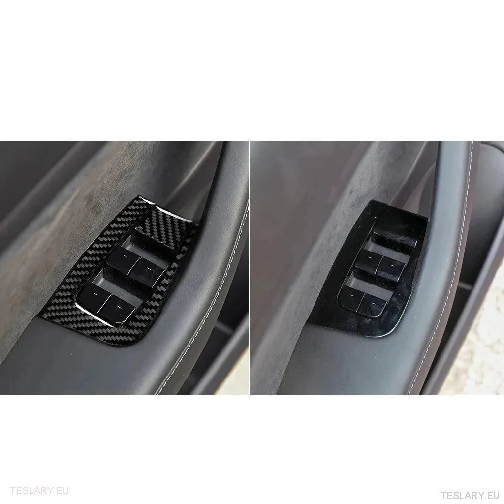 Real Soft Carbon Fiber Electric Window Trim Pieces for Tesla Model 3 & Y - TESLARY Tesla Shop Accessories Europe Nederlands Ireland Deutschland Espana Alicante France Italia