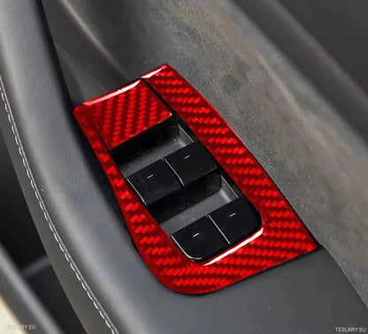 Real Soft Carbon Fiber Electric Window Trim Pieces for Tesla Model 3 & Y - TESLARY Tesla Shop Accessories Europe Nederlands Ireland Deutschland Espana Alicante France Italia