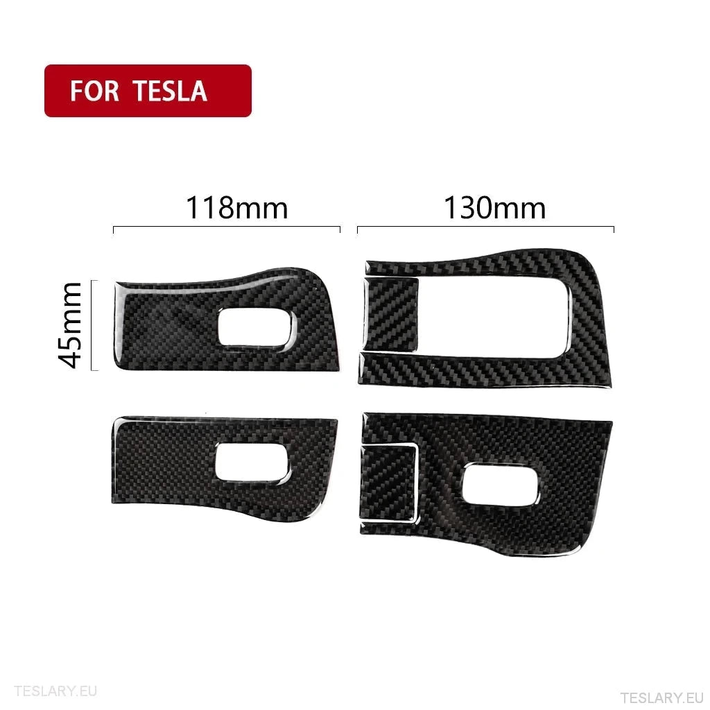 Real Soft Carbon Fiber Electric Window Trim Pieces for Tesla Model 3 & Y - TESLARY Tesla Shop Accessories Europe Nederlands Ireland Deutschland Espana Alicante France Italia