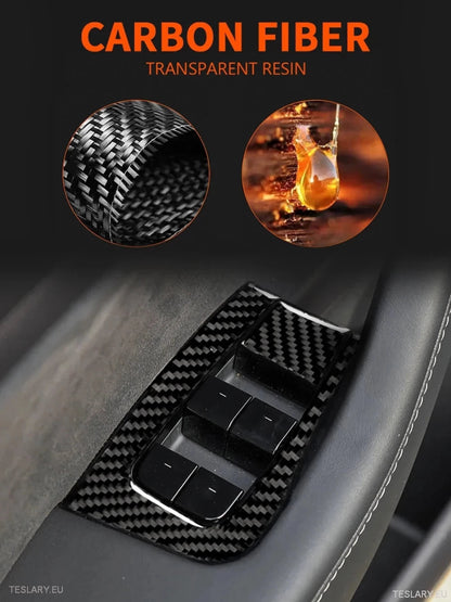 Real Soft Carbon Fiber Electric Window Trim Pieces for Tesla Model 3 & Y - TESLARY Tesla Shop Accessories Europe Nederlands Ireland Deutschland Espana Alicante France Italia