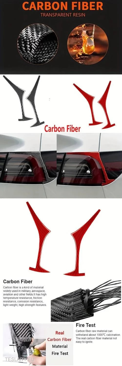 Rear Lights Real Soft Carbon Fiber Trim for Tesla Model 3 & Y -TESLARY.IE Tesla Shop Europe