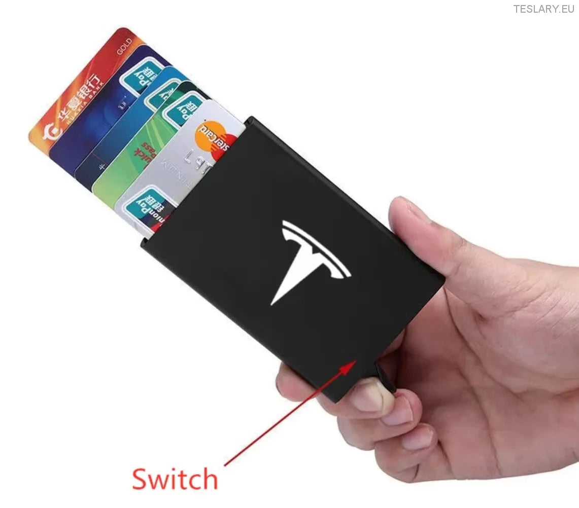 Smart ID CARD RFID Wallet for Bank Cards or Tesla Key with Tesla Logo