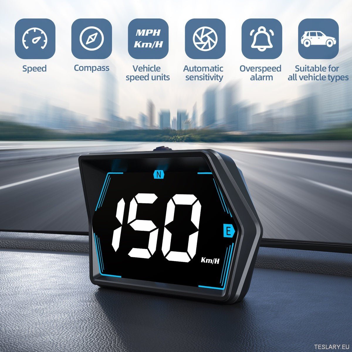 SmartDrive 2024: Advanced Car HUD with GPS & Safety Alerts - TESLARY Tesla Shop Accessories Europe Nederlands Dublin Cork Ireland Deutschland Espana Alicante France Italia