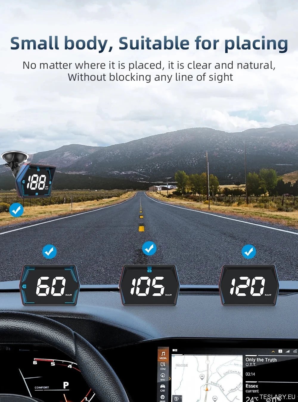 SmartDrive 2024: Advanced Car HUD with GPS & Safety Alerts - TESLARY Tesla Shop Accessories Europe Nederlands Dublin Cork Ireland Deutschland Espana Alicante France Italia