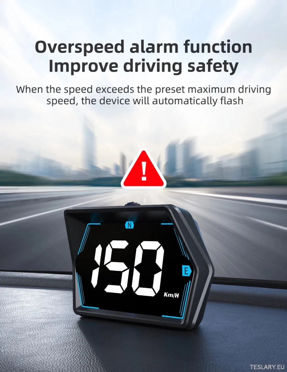 SmartDrive 2024: Advanced Car HUD with GPS & Safety Alerts - TESLARY Tesla Shop Accessories Europe Nederlands Ireland Deutschland Espana Alicante France Italia