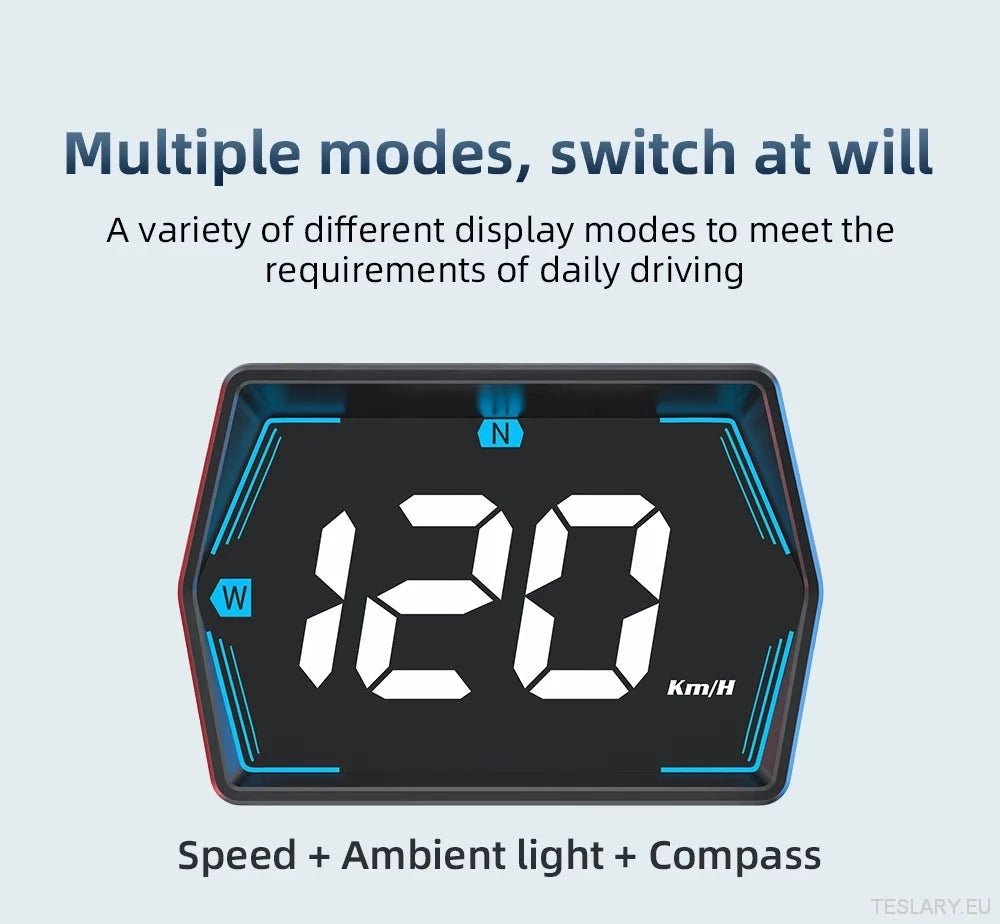 SmartDrive 2024: Advanced Car HUD with GPS & Safety Alerts - TESLARY Tesla Shop Accessories Europe Nederlands Ireland Deutschland Espana Alicante France Italia