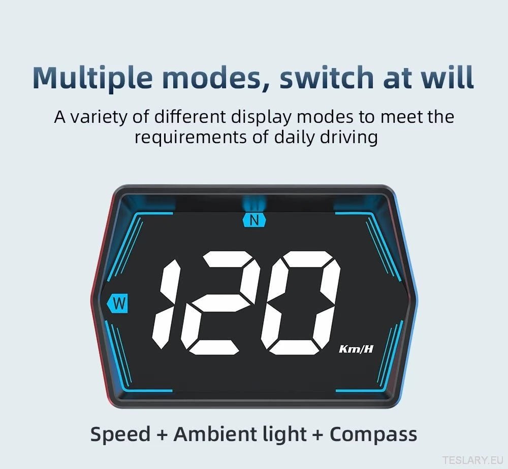 SmartDrive 2024: Advanced Car HUD with GPS & Safety Alerts - TESLARY Tesla Shop Accessories Europe Nederlands Ireland Deutschland Espana Alicante France Italia