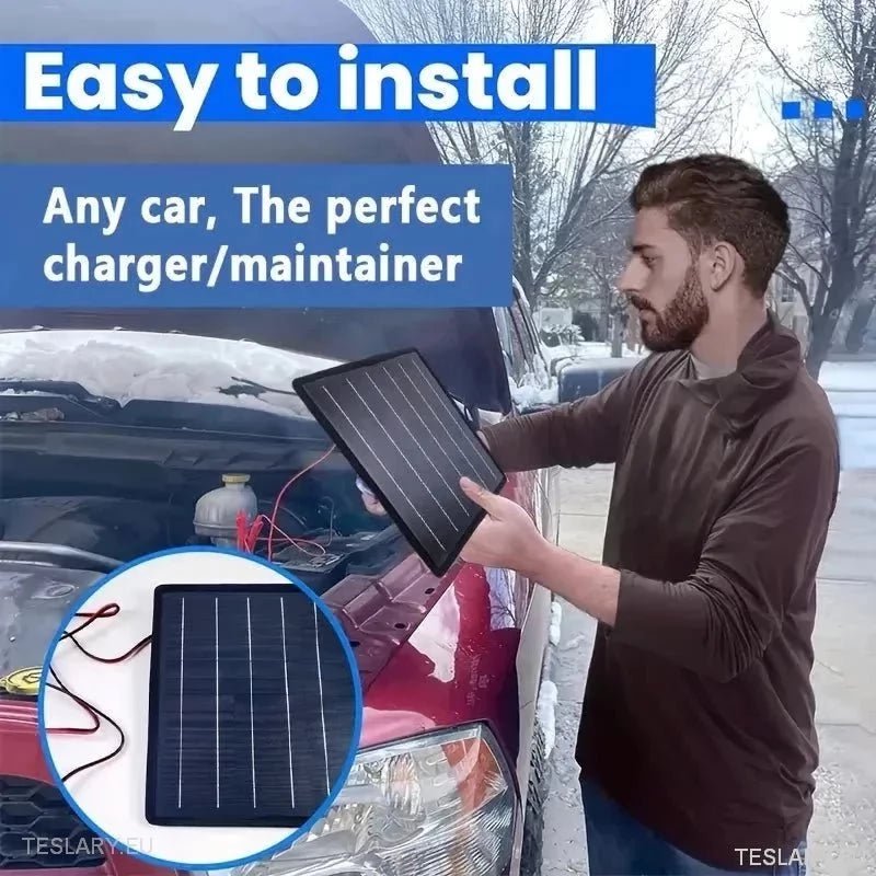 Solar Trickle Charger for Tesla EV 12 Volt Battery - TESLARY Tesla Shop Accessories Europe Nederlands Ireland Deutschland Espana Alicante France Italia