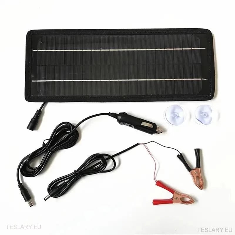 Solar Trickle Charger for Tesla EV 12 Volt Battery - TESLARY Tesla Shop Accessories Europe Nederlands Ireland Deutschland Espana Alicante France Italia