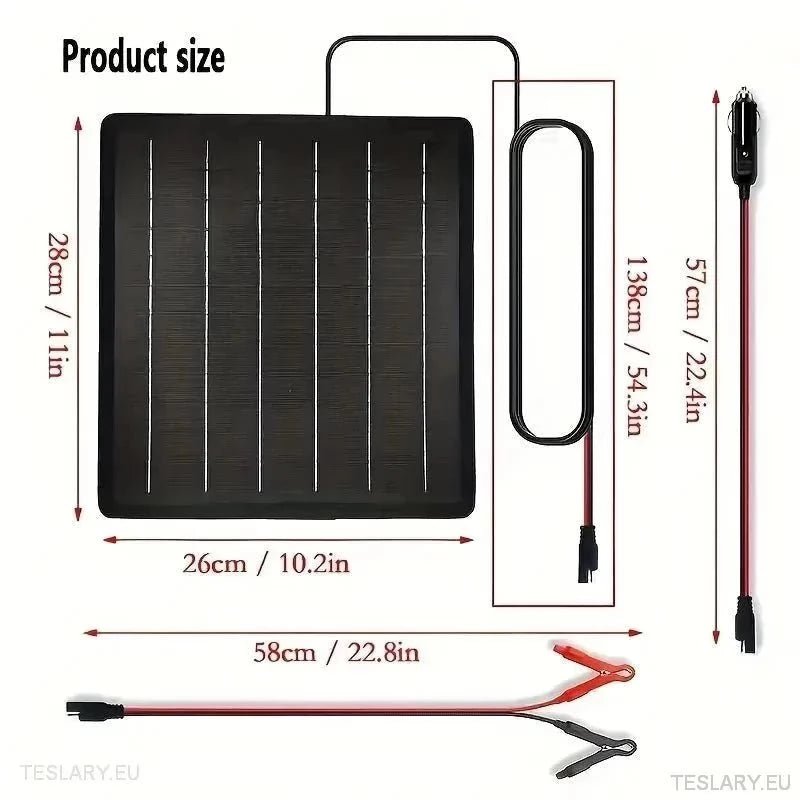 Solar Trickle Charger for Tesla EV 12 Volt Battery - TESLARY Tesla Shop Accessories Europe Nederlands Ireland Deutschland Espana Alicante France Italia