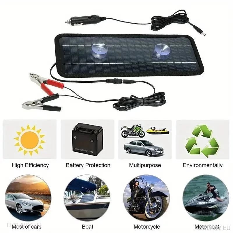Solar Trickle Charger for Tesla EV 12 Volt Battery - TESLARY Tesla Shop Accessories Europe Nederlands Ireland Deutschland Espana Alicante France Italia