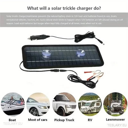 Solar Trickle Charger for Tesla EV 12 Volt Battery - TESLARY Tesla Shop Accessories Europe Nederlands Ireland Deutschland Espana Alicante France Italia