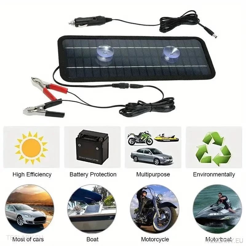 Solar Trickle Charger for Tesla EV 12 Volt Battery - TESLARY Tesla Shop Accessories Europe Nederlands Ireland Deutschland Espana Alicante France Italia