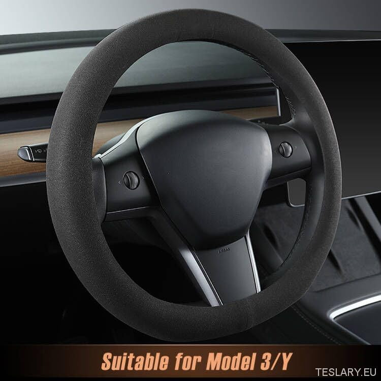 Steering Wheel Cover with Anti - slip Round Design, Breathable And Sweat - absorbing, PU Leather Handle Cover, Suitable for Tesla Model 3 & Y - TESLARY Tesla Shop Accessories Europe Nederlands Dublin Cork Ireland Deutschland Espana Alicante France Italia