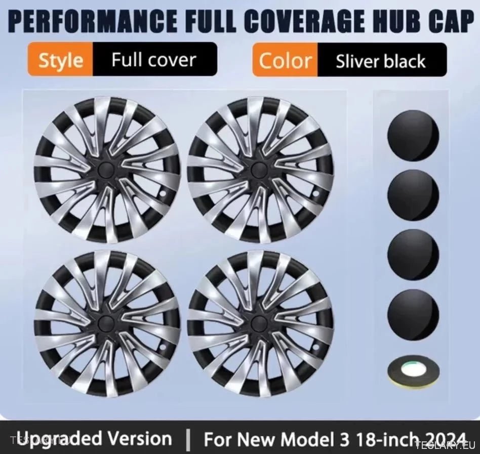 Tesla 3 Highland 18" Full Rim Silver Sport Style Wheel Covers - TESLARY Tesla Shop Accessories Europe Nederlands Ireland Deutschland Espana Alicante France Italia