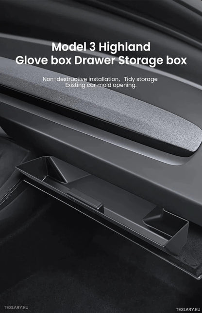 Tesla 3 Highland Central Glovebox Storage Organiser ( LEFT HAND DRIVE ONLY ) - TESLARY Tesla Shop Accessories Europe Nederlands Ireland Deutschland Espana Alicante France Italia