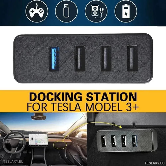 Tesla 3 Highland Glove Box Docking Station 4 Ports - TESLARY Tesla Shop Accessories Europe Nederlands Ireland Deutschland Espana Alicante France Italia