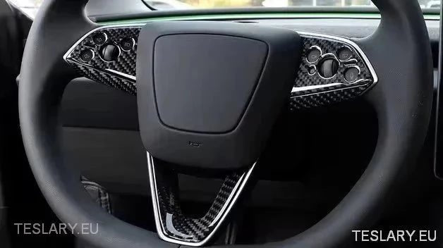 Tesla 3 Highland Real Carbon Fiber Steering Wheel trim in Black or Red - TESLARY Tesla Shop Accessories Europe Nederlands Ireland Deutschland Espana Alicante France Italia