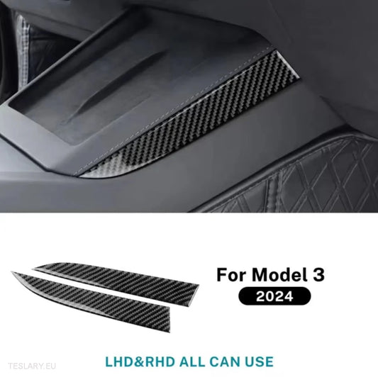 Tesla 3 Highland Real Soft Carbon Fiber Side Trim for Wireless Charger -TESLARY.IE Tesla Shop Europe