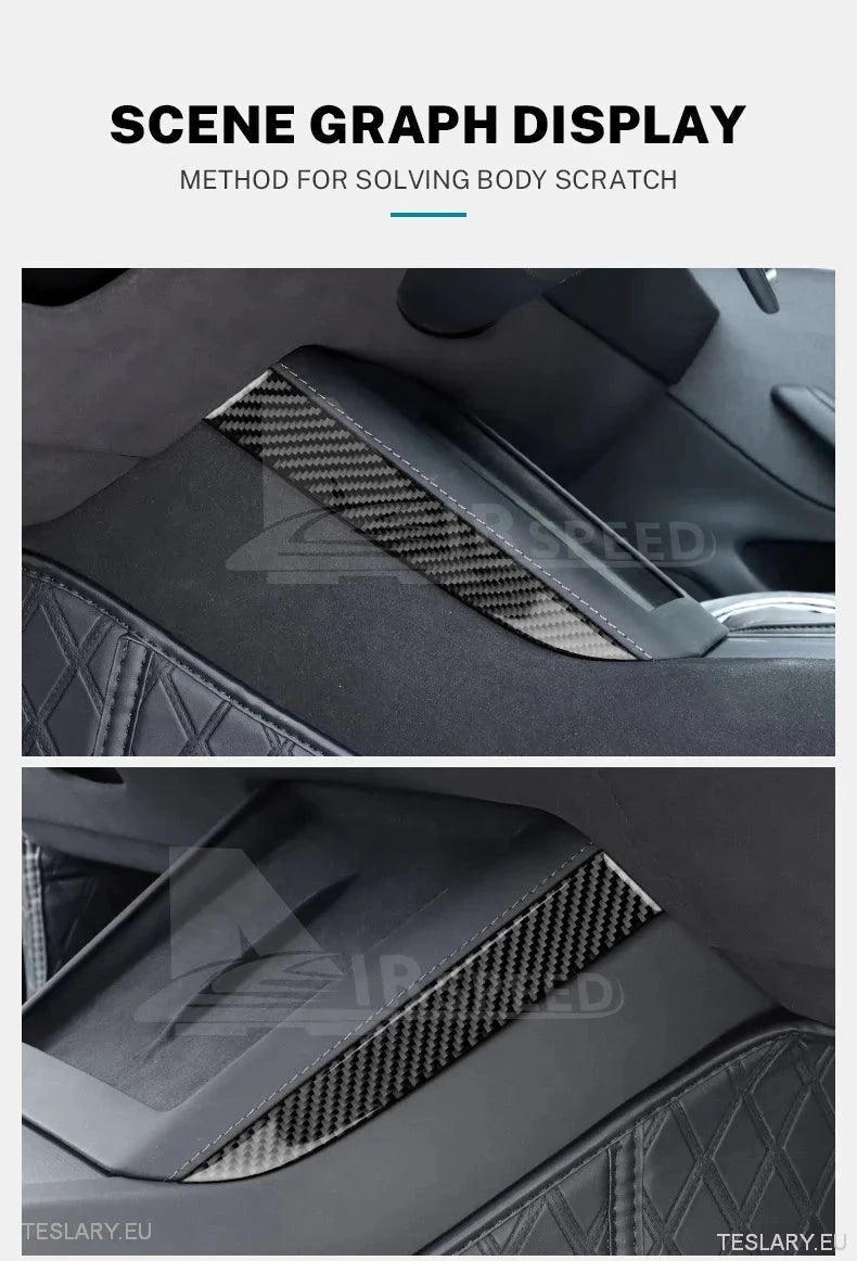 Tesla 3 Highland Real Soft Carbon Fiber Side Trim for Wireless Charger - TESLARY Tesla Shop Accessories Europe Nederlands Ireland Deutschland Espana Alicante France Italia