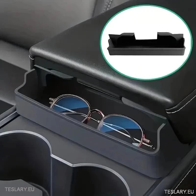 Tesla 3 / Y Centre Console Storage for Glasses & More - TESLARY Tesla Shop Accessories Europe Nederlands Ireland Deutschland Espana Alicante France Italia