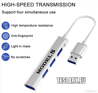 Tesla 3 Y S X USB Docking Station / HUB LHD or RHD Logo - TESLARY Tesla Shop Accessories Europe Nederlands Dublin Cork Ireland Deutschland Espana Alicante France Italia