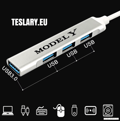 Tesla 3 Y S X USB Docking Station / HUB LHD or RHD Logo - TESLARY Tesla Shop Accessories Europe Nederlands Dublin Cork Ireland Deutschland Espana Alicante France Italia