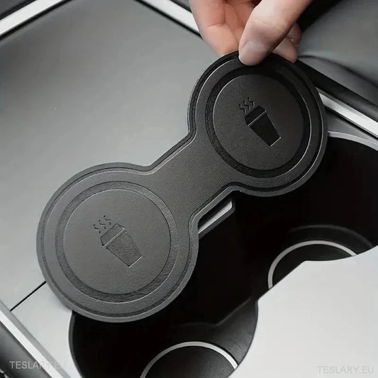 Tesla 3/Y Black Leather Centre Console Cup Inserts - TESLARY Tesla Shop Accessories Europe Nederlands Ireland Deutschland Espana Alicante France Italia