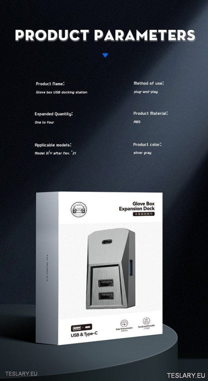 Tesla 3/Y Glove Box Docking Station ( LEFT HAND DRIVE ONLY ) - TESLARY Tesla Shop Accessories Europe Nederlands Ireland Deutschland Espana Alicante France Italia