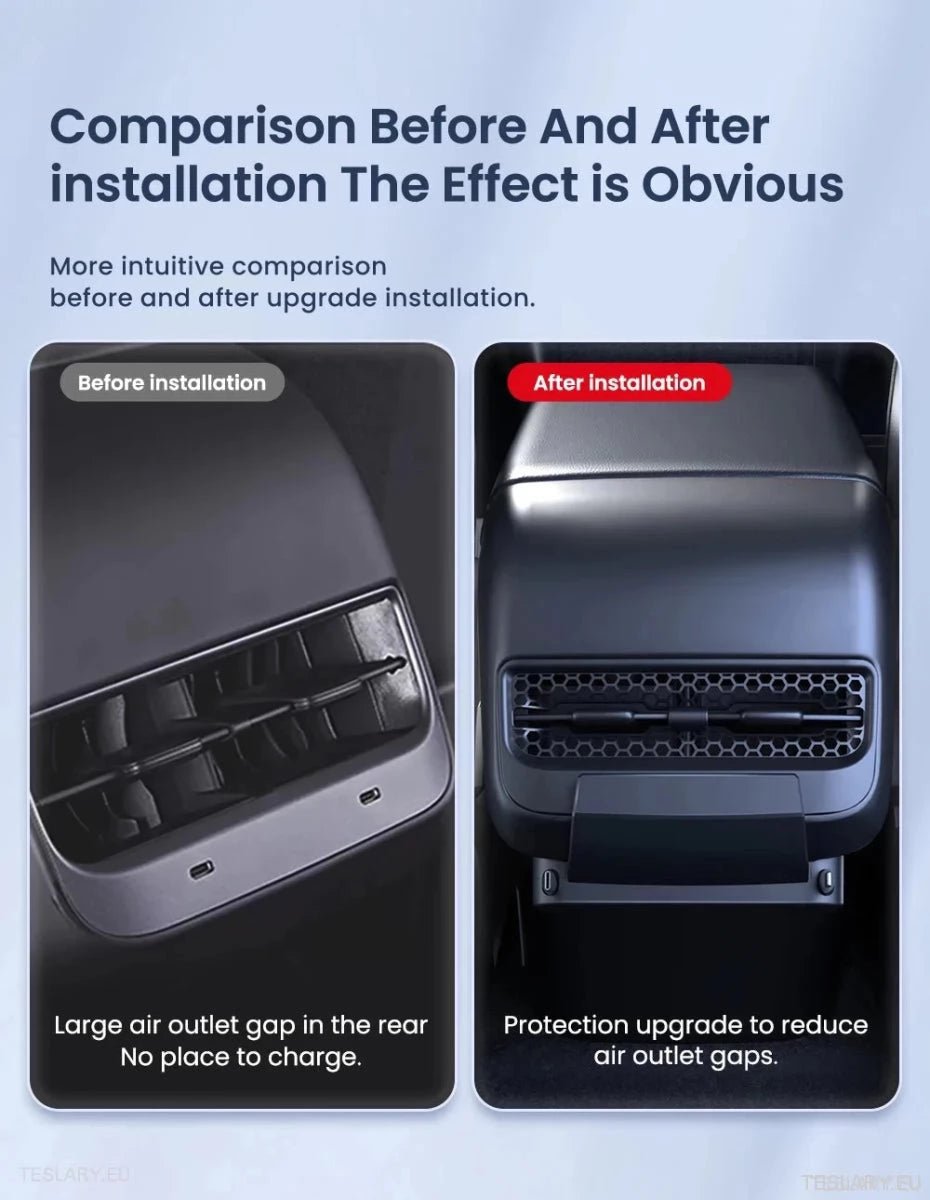 Tesla 3/Y Rear Air Vent USB with Retractable Cables - TESLARY Tesla Shop Accessories Europe Nederlands Ireland Deutschland Espana Alicante France Italia
