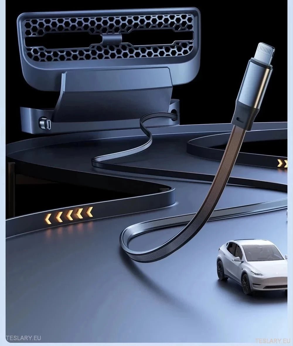 Tesla 3/Y Rear Air Vent USB with Retractable Cables - TESLARY Tesla Shop Accessories Europe Nederlands Ireland Deutschland Espana Alicante France Italia