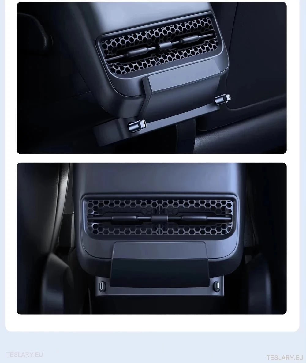 Tesla 3/Y Rear Air Vent USB with Retractable Cables - TESLARY Tesla Shop Accessories Europe Nederlands Ireland Deutschland Espana Alicante France Italia