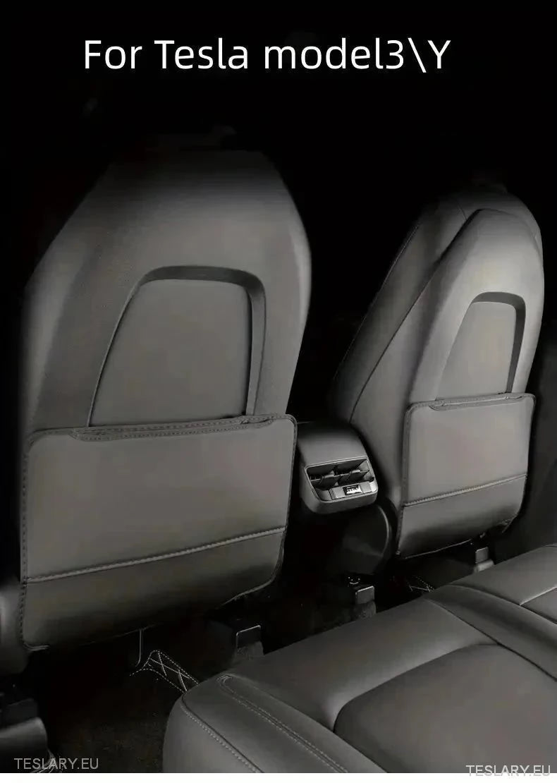 Tesla 3/Y Seat Back Anti Kick Pads & Storage ( TWIN PACK ) - TESLARY Tesla Shop Accessories Europe Nederlands Ireland Deutschland Espana Alicante France Italia