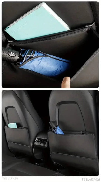 Tesla 3/Y Seat Back Anti Kick Pads & Storage ( TWIN PACK ) - TESLARY Tesla Shop Accessories Europe Nederlands Ireland Deutschland Espana Alicante France Italia