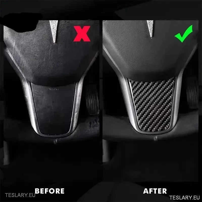 Tesla 3/Y Steering Carbon Fiber Style Trim Cover - TESLARY Tesla Shop Accessories Europe Nederlands Ireland Deutschland Espana Alicante France Italia