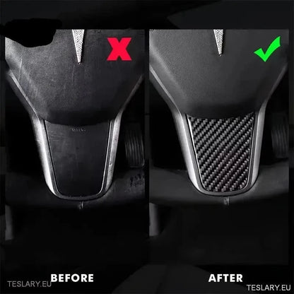 Tesla 3/Y Steering Carbon Fiber Style Trim Cover - TESLARY Tesla Shop Accessories Europe Nederlands Ireland Deutschland Espana Alicante France Italia