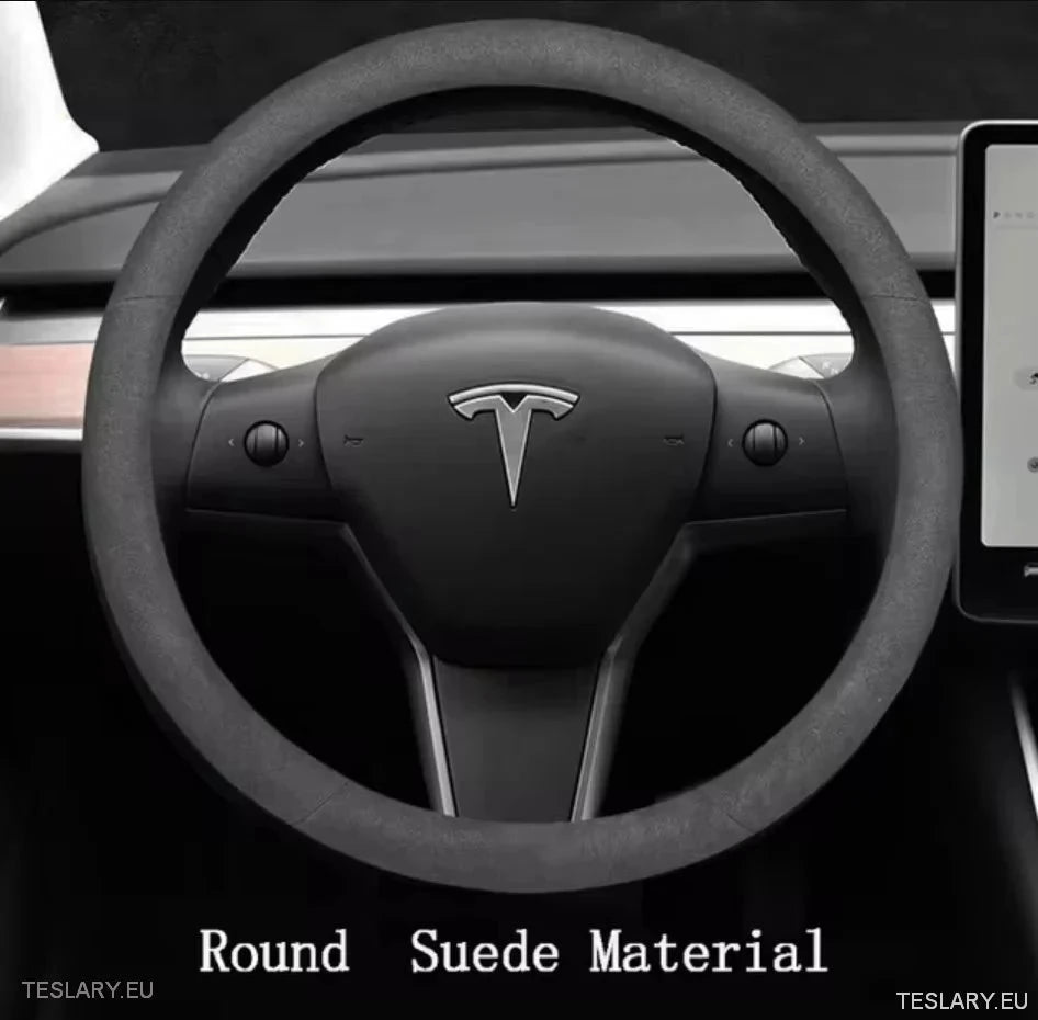 Tesla 3/Y Suede & Leather Premiun Steering Wheel Cover - TESLARY Tesla Shop Accessories Europe Nederlands Ireland Deutschland Espana Alicante France Italia