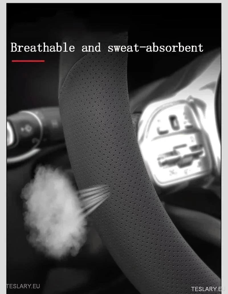 Tesla 3/Y Suede & Leather Premiun Steering Wheel Cover - TESLARY Tesla Shop Accessories Europe Nederlands Ireland Deutschland Espana Alicante France Italia
