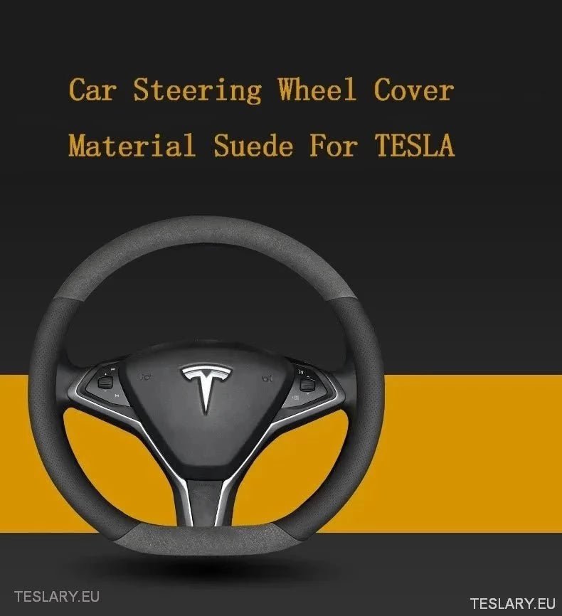 Tesla 3/Y Suede & Leather Premiun Steering Wheel Cover - TESLARY Tesla Shop Accessories Europe Nederlands Ireland Deutschland Espana Alicante France Italia