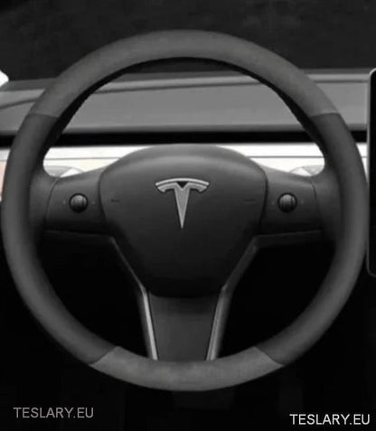 Tesla 3/Y Suede & Leather Premiun Steering Wheel Cover - TESLARY Tesla Shop Accessories Europe Nederlands Ireland Deutschland Espana Alicante France Italia