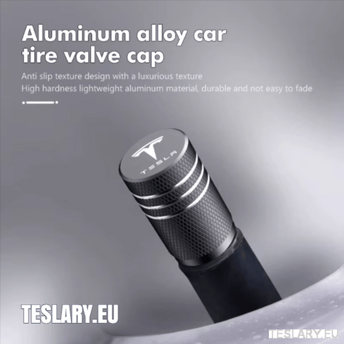 Tesla Aluminium Tyre Valve Air Caps with Logo in Black , Silver , Red or Blue - TESLARY Tesla Shop Accessories Europe Nederlands Dublin Cork Ireland Deutschland Espana Alicante France Italia