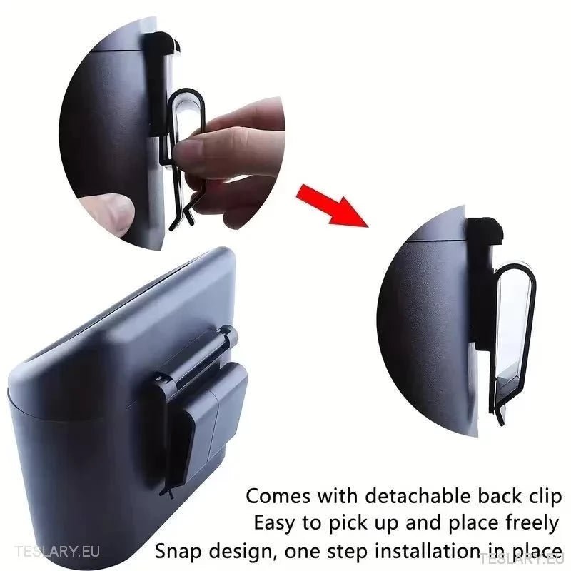 Tesla Car Mini Bin with Spring Lid and 30 Bags - TESLARY Tesla Shop Accessories Europe Nederlands Ireland Deutschland Espana Alicante France Italia